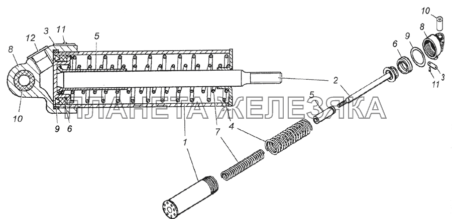 100-3570210 Цилиндр управления заслонкой в сборе КамАЗ-6520 (Euro-2, 3)